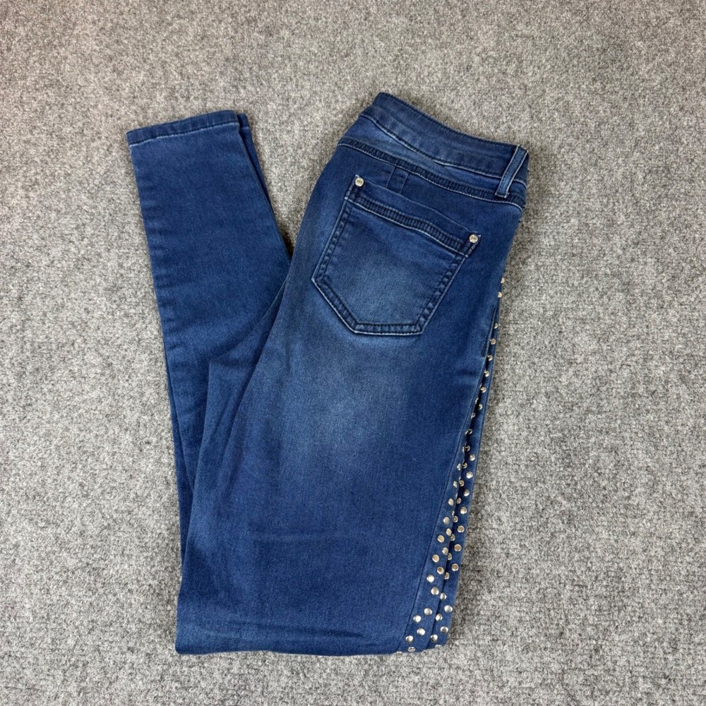 Jennifer Lopez Super Skinny Studded Side Seam Jeans Medium Wash Blue Size 6